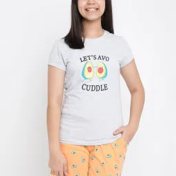 Lil Tomatoes Kids Grey & Peach Printed T-Shirt with Shorts image 1