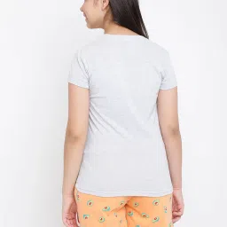 Lil Tomatoes Kids Grey & Peach Printed T-Shirt with Shorts image 2