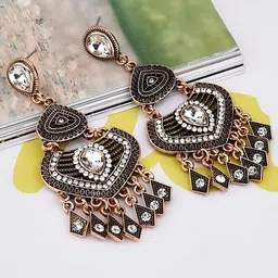 Young & Forever American Diamond Brass-Plated Chandelier Teardrop Shaped Drop Earrings image 1