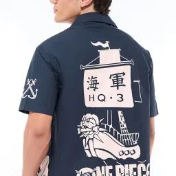 Bewakoof Blue Cotton Relaxed Fit Graphic Shirt image 2