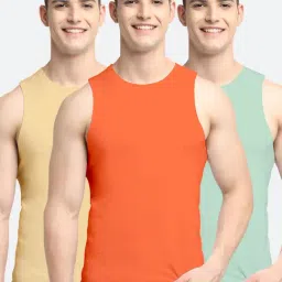 Friskers Multi Cotton Slim Fit Vest - Pack of 3-picture-38