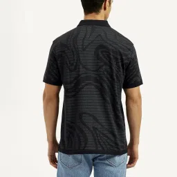 Levi's Black Cotton Slim Fit Striped Polo T-Shirt image 2