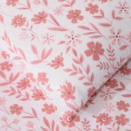 Westside Home Pink Floral Print King Bed Flat Sheet and Pillowcase Set image 2