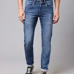 Cantabil Blue Regular Fit Lightly Washed Jeans-picture-28