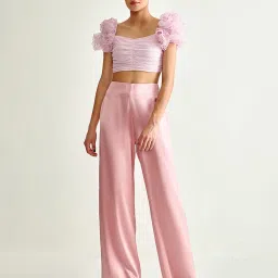 Cover Story Pink High Rise Regular Fit Trousers image 4