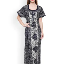 Secret Wish Navy & White Printed Nighty image 1