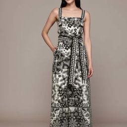Label Ritu Kumar Black Fitted Floral Print Jumpsuit-picture-18