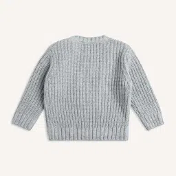 Wingsfield Girls Grey Self Full Sleeves Sweaters & Cardigans image 2