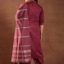 Extra Love By Libas Maroon Plain Kurta Salwar with Dupatta image 2