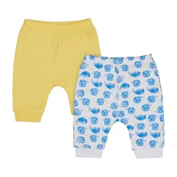 Mothercare Kids Blue & Yellow Cotton Printed Joggers image 1