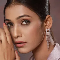 Aatmana Rose Gold & Silver-Toned Contemporary Dangler Earrings image 2