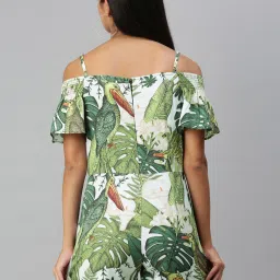 KASSUALLY Green & White Printed Playsuit image 2