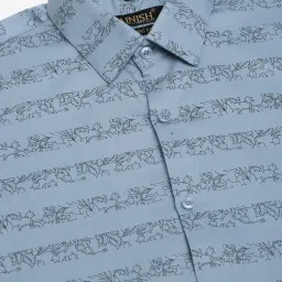 Jainish Sky Blue Regular Fit Printed Shirt image 4