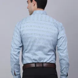 Jainish Sky Blue Regular Fit Printed Shirt image 2
