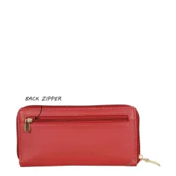 Enoki Red Textured Zip Around Wallet for Women image 3