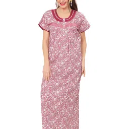 Ms.Lingies Women Pure Cotton Printed Maxi Nightdress-image-36