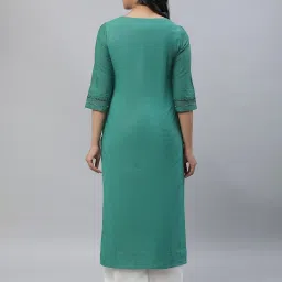 Aurelia Green Regular Fit Stripes Kurta image 2