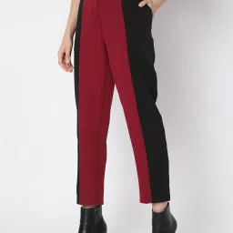 Vero Moda Maroon & Black Regular Fit Pants image 3