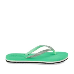 Duke Women's Platinum & Sea Green Flip Flops image 1