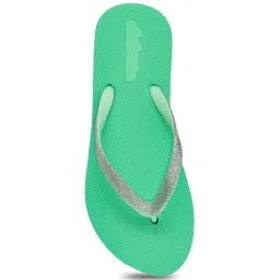 Duke Women's Platinum & Sea Green Flip Flops image 3