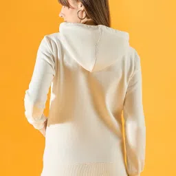 98 Degree North Off White Fleece Regular Fit Embroidered Sweatshirt image 2