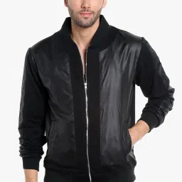 Campus Sutra Black Full Sleeves Solid Bomber Jacket image 1