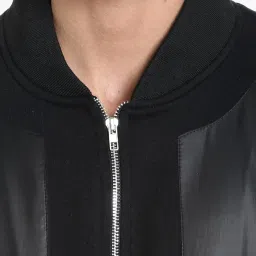 Campus Sutra Black Full Sleeves Solid Bomber Jacket image 4