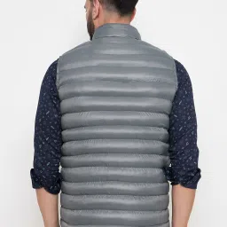 Duke Grey Slim fit Solid Puffer Jacket image 2