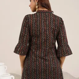 Libas Black Cotton Chevron Kurti image 2