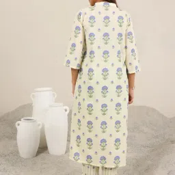 Libas Off White Cotton Floral Kurta and Pant image 2