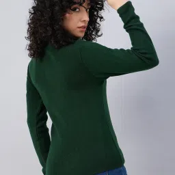 RVK Green Blended Solid Full Sleeves Pullover image 2