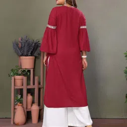 Rangita Maroon Solid Kurta image 2