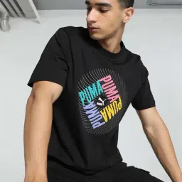 Puma Black Regular Fit Printed Crew T-Shirt-picture-34
