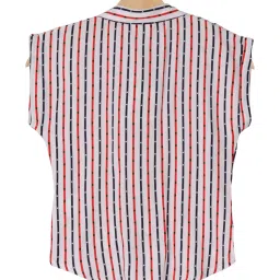 Peppermint Kids Red & Off White Striped Shirt image 2