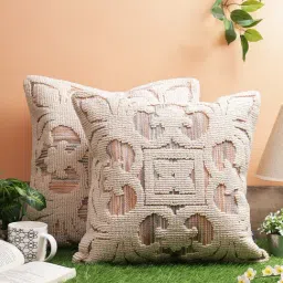 Romee Beige Cotton Ethnic Cushion Covers-image-54