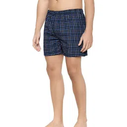 XYXX Dark Blue Regular Fit Checks Boxers image 3
