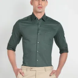 Arrow Dark Green Cotton Slim Fit Printed Shirt-picture-17