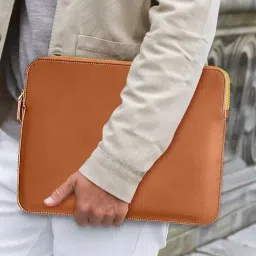 Gripp Luxury Premium Leather Laptop Sleeve Bag Case for Macbook & Laptop Upto 14 Inch - Brown-picture-12