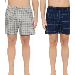 XYXX Grey & Navy Regular Fit Boxers (Pack of 2) image 1
