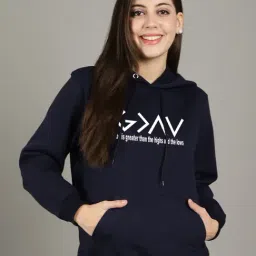 Gracit Navy Printed Hoodie-image-9