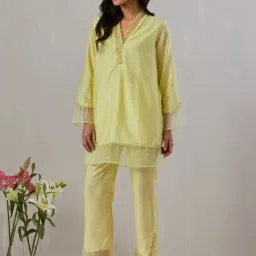 Grass & Sunshine Chanderi Cutwork Embroidered Co-ord image 2