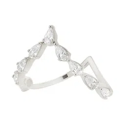 Nipura Rhodium Plated Cubic Zirconia Studded Ring image 2