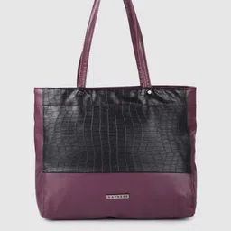 Caprese Burgundy Solid Leather Regular Structured Shoulder Bag with Animal Textured Detail-picture-22