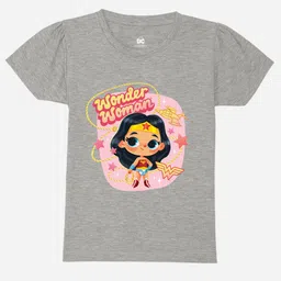 YK Warner Bros Girls Wonder Woman Printed Pure Cotton Puff Sleeves T-shirt-picture-24