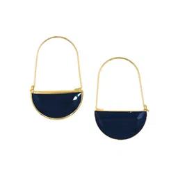 NILA Gold-Plated Artificial Stones Studded Contemporary Hoop Earrings image 1