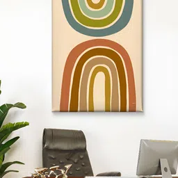 Livin'luxe Green & Yellow Retro Rainbow Printed Canvas Wall Art image 5