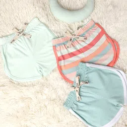 Mi Arcus  Cotton Solid & Striped Shorts Pack of 3 Blue & Pink-image-43