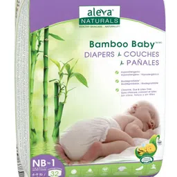 Aleva Naturals Bamboo Baby Diapers - Size NB-1 - 32ct-image-2