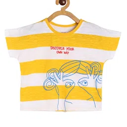 MINI KLUB Cotton Short Sleeves Striped Top - Yellow & White-picture-10