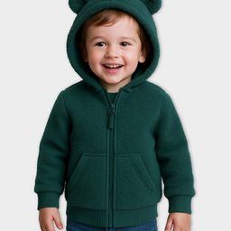 mi arcus Mi Acus Knit Full Sleeves Animal Ears Designed Hooded Jacket - Green-picture-31